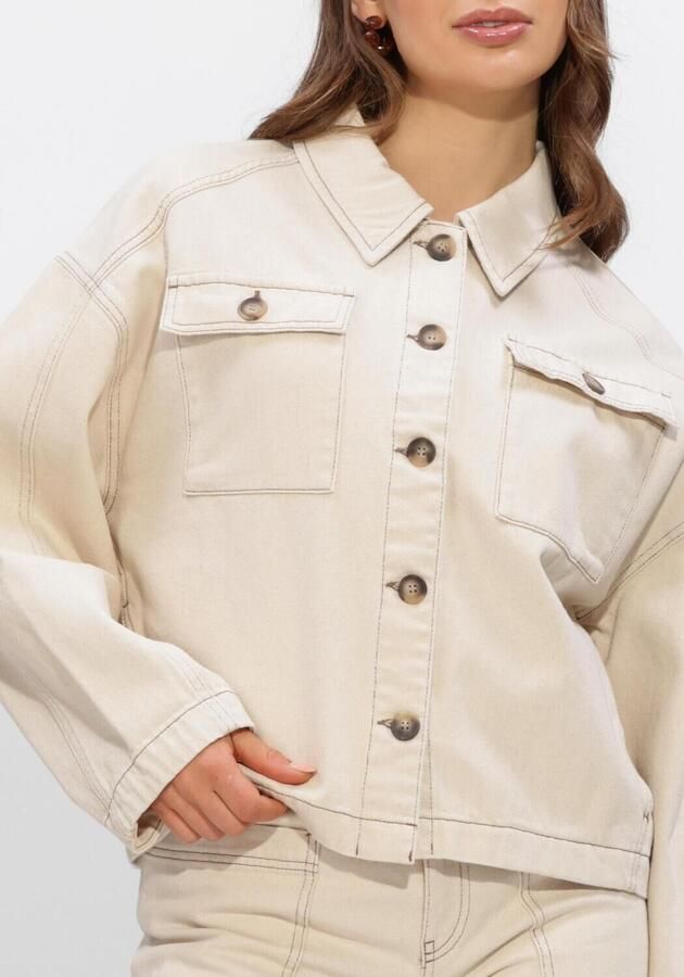 ANOTHER LABEL Dames Jassen Alenora Natural Denim Jacket Ecru - Foto 4
