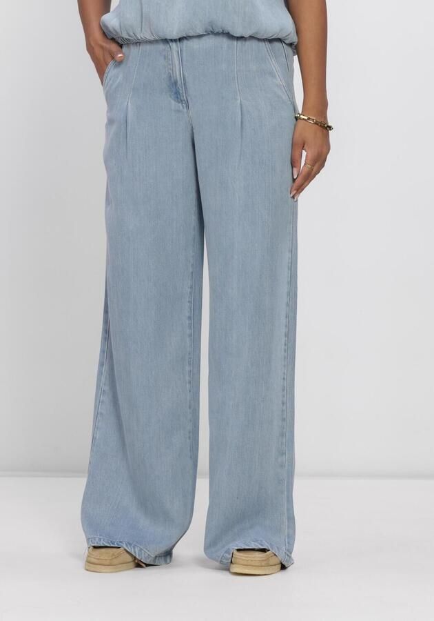 Another-Label wide leg high waist broek light blue denim