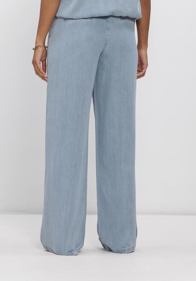 Another-Label wide leg high waist broek light blue denim - Foto 2