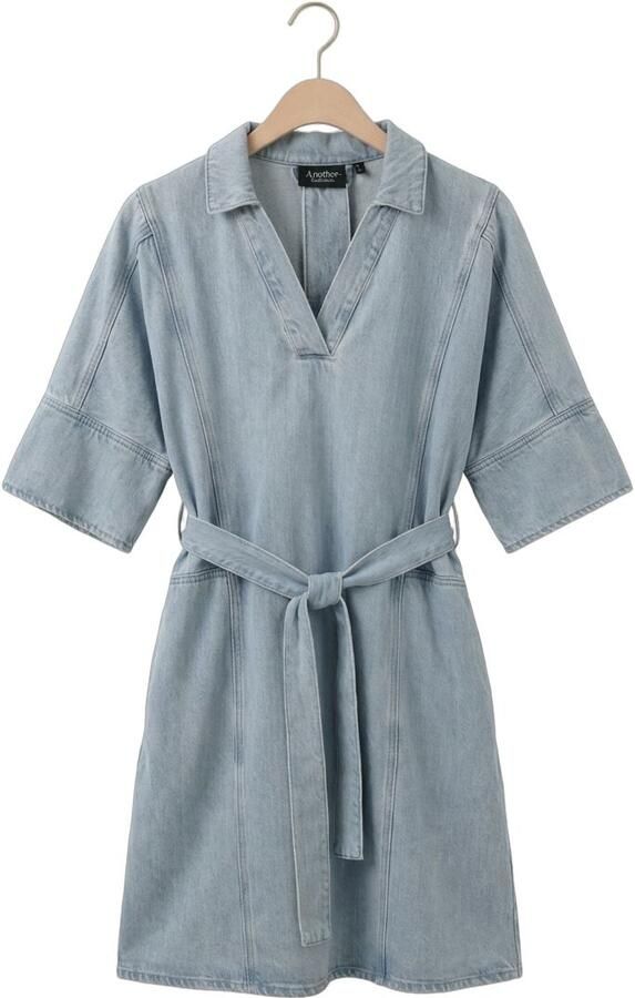 ANOTHER LABEL Dames Jurken Algenivee Dress S s Lichtblauw - Foto 4