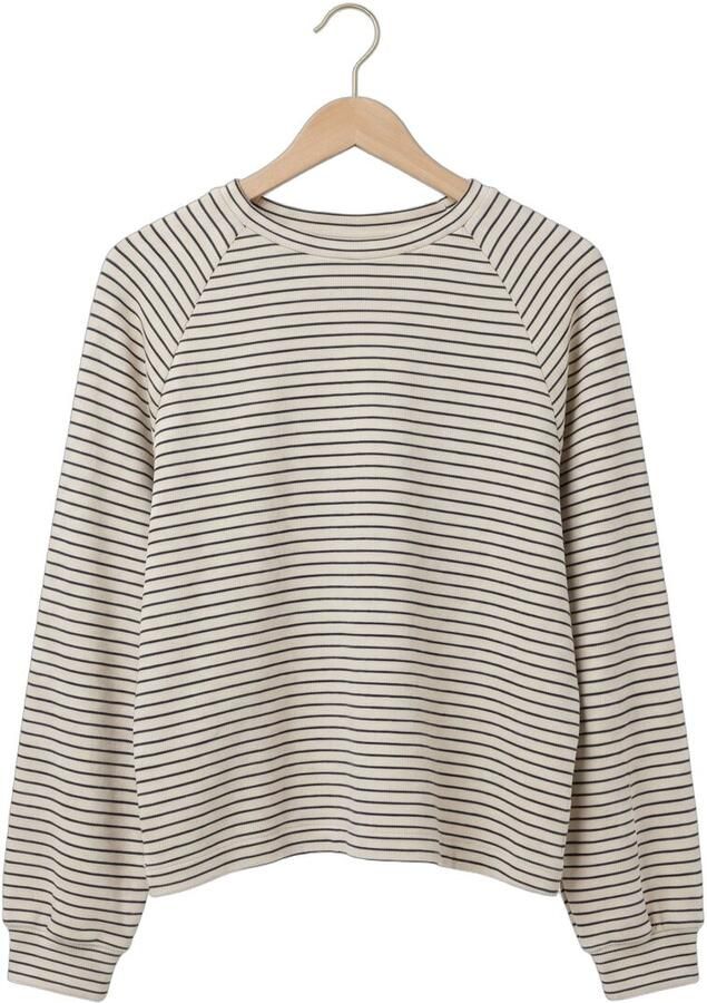 ANOTHER LABEL Dames Tops & T-shirts Alflori Stripe Sweat L s Gebroken Wit - Foto 2