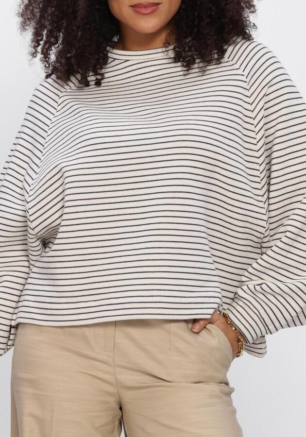 ANOTHER LABEL Dames Tops & T-shirts Alflori Stripe Sweat L s Gebroken Wit - Foto 4