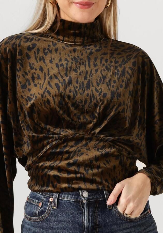 ANOTHER LABEL Dames Tops & T-shirts Arwen Animal Top Bruin