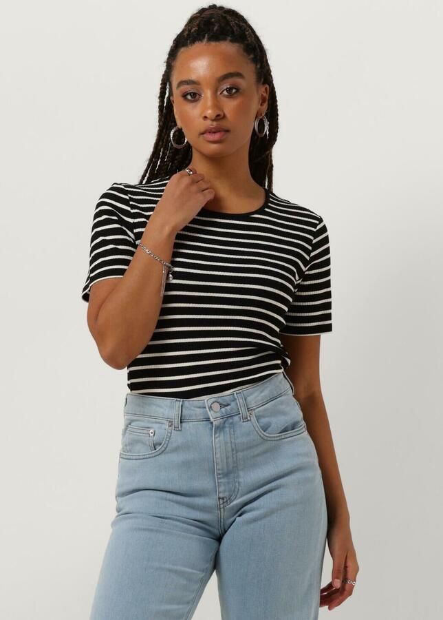 ANOTHER LABEL Dames Tops & T-shirts Elyne Stripe T-shirt S s Zwart - Foto 4