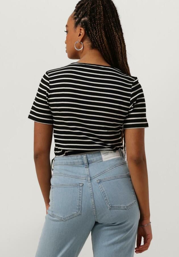 ANOTHER LABEL Dames Tops & T-shirts Elyne Stripe T-shirt S s Zwart - Foto 2