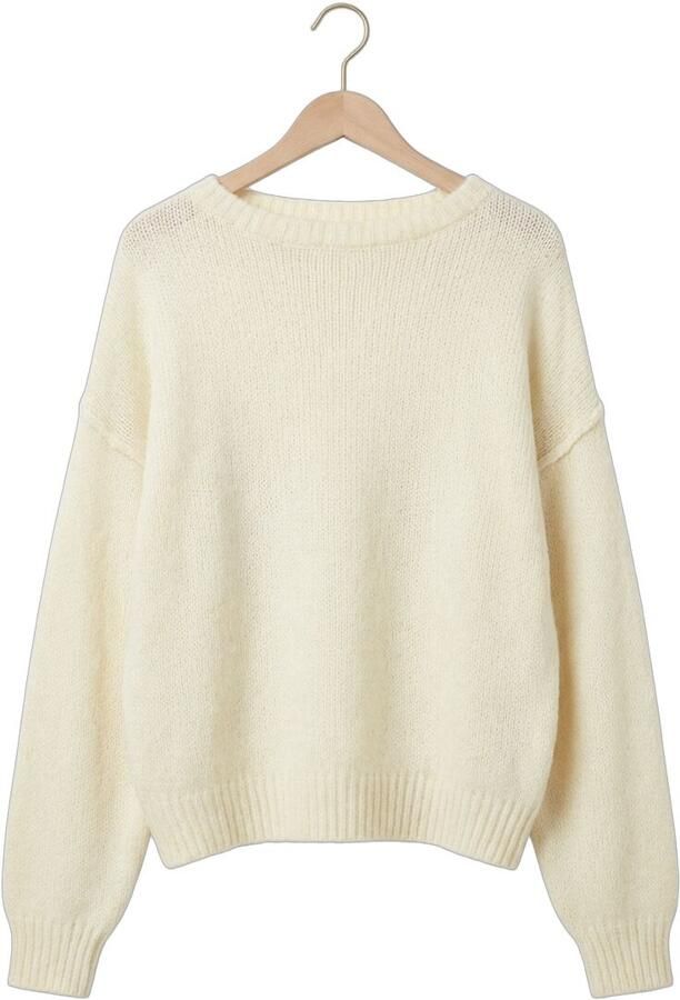 ANOTHER LABEL Dames Truien & Vesten Alroxane Knitted Pull L s Creme - Foto 4
