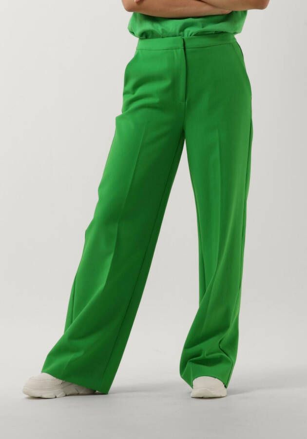 Another-Label high waist straight fit pantalon Moore pants groen
