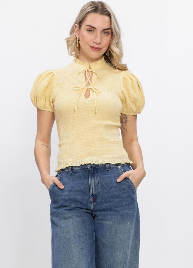 ANTIK BATIK Dames Blouses Angela Smock Blouse Butter Yellow