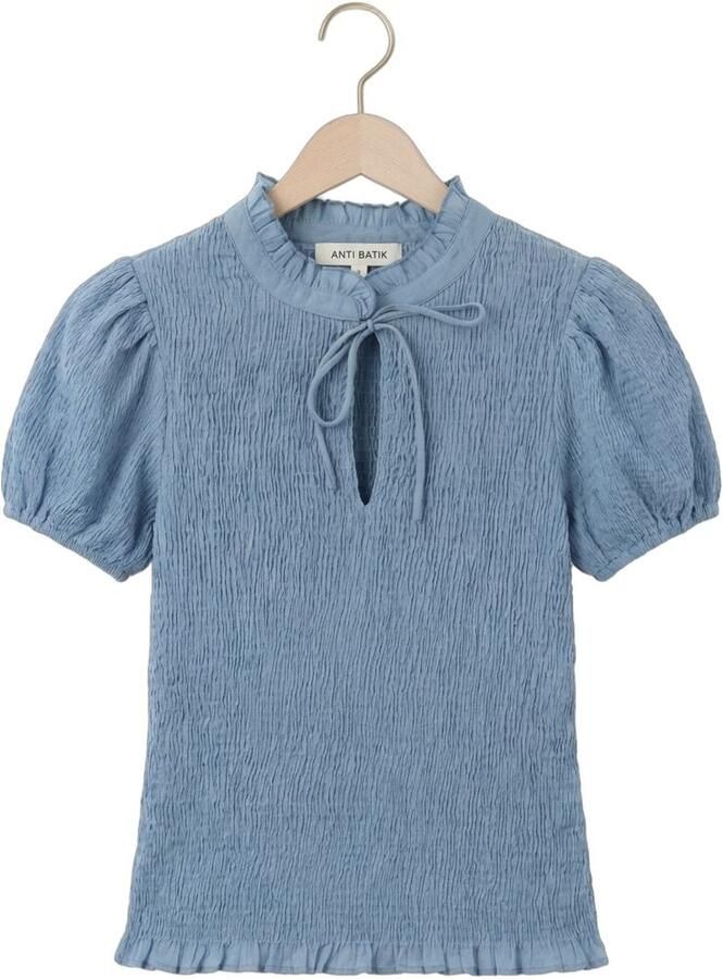 ANTIK BATIK Dames Blouses Angela Smock Blouse Lichtblauw - Foto 2