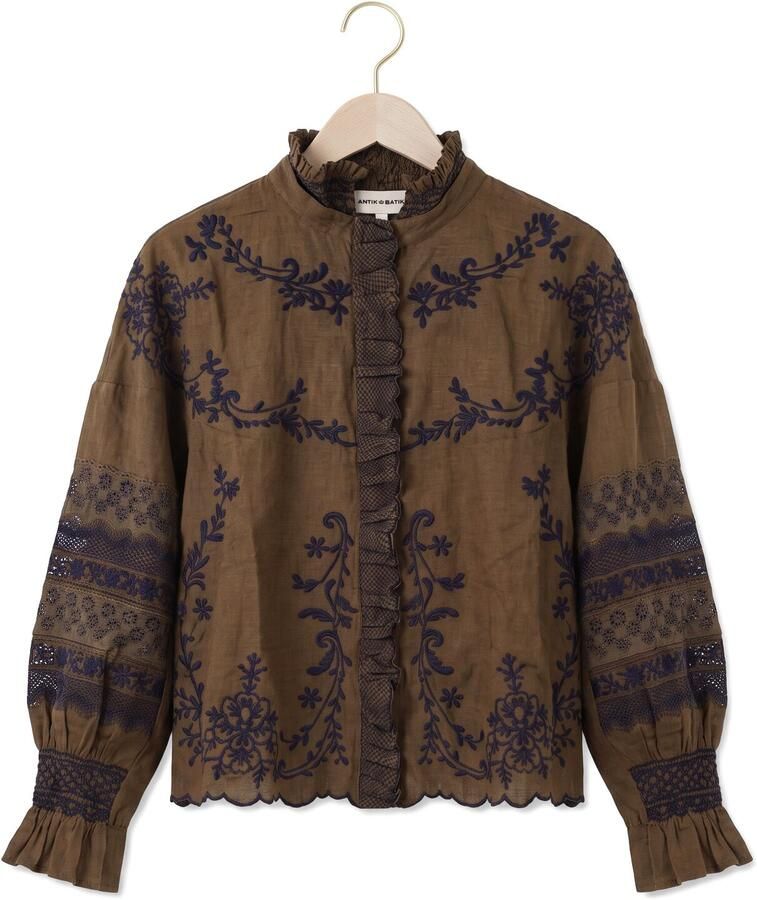 ANTIK BATIK Dames Blouses Big Blouse Khaki - Foto 2