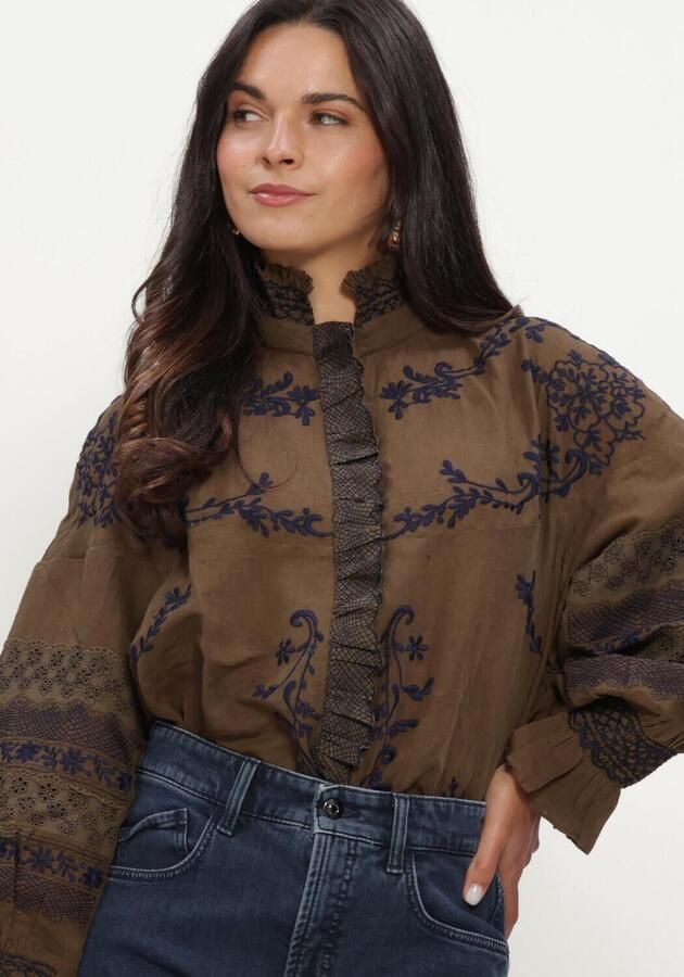 ANTIK BATIK Dames Blouses Big Blouse Khaki - Foto 4