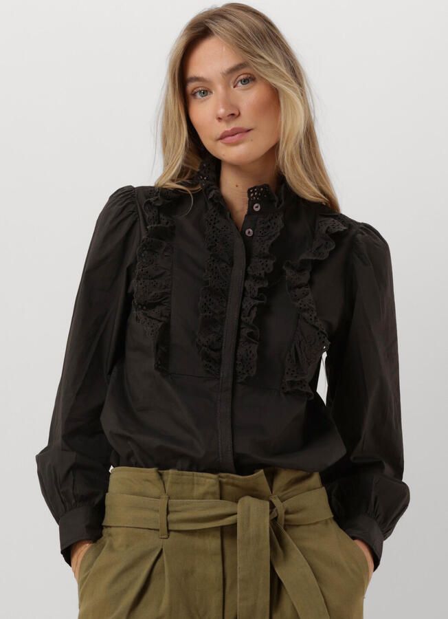 Antik batik Blouse met broderie details Charlotte zwart - Foto 4