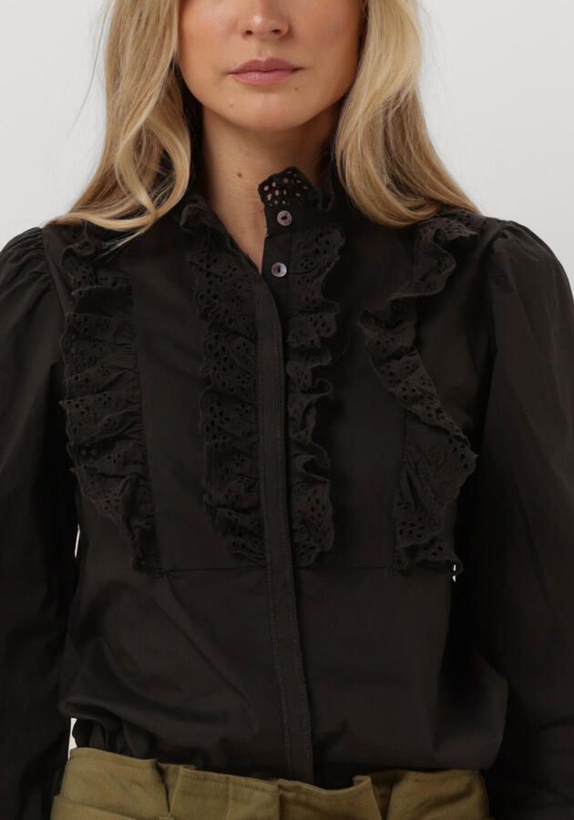 Antik batik Blouse met broderie details Charlotte zwart - Foto 3