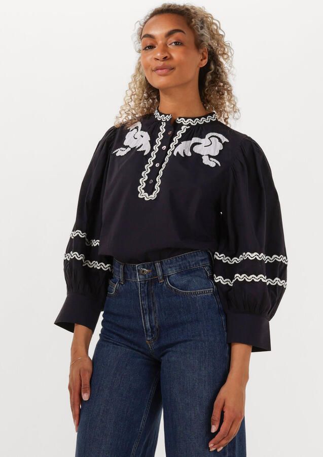 ANTIK BATIK Dames Blouses Dali Blouse Donkerblauw - Foto 4