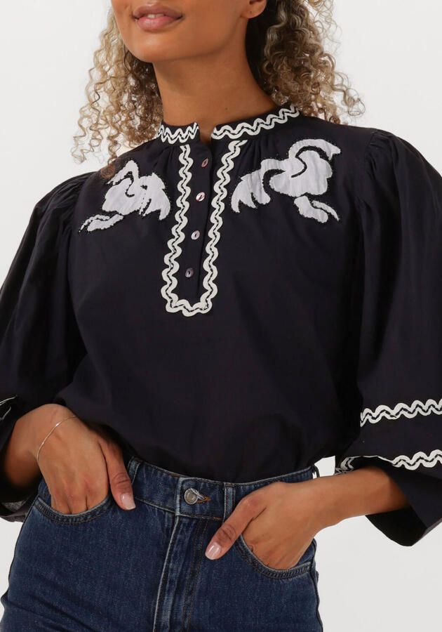 ANTIK BATIK Dames Blouses Dali Blouse Donkerblauw - Foto 3