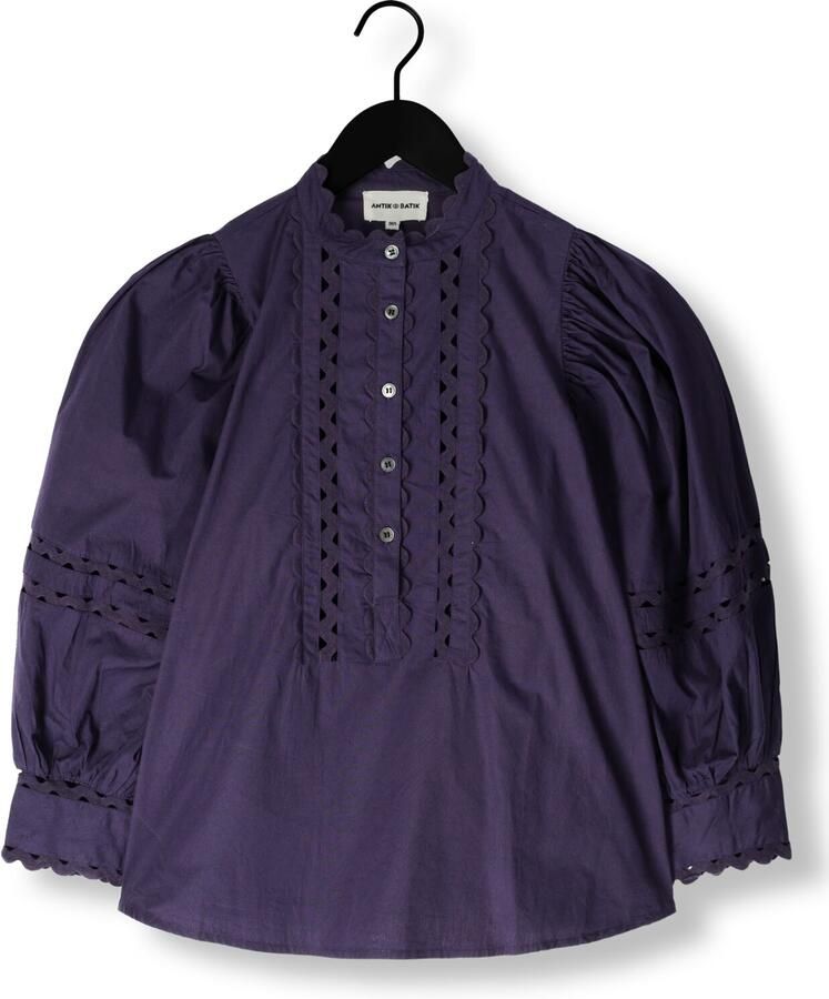Antik batik Elegante Romie Blouse in Donkerblauw Purple Dames