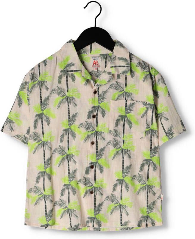 AO76 Jongens Overhemden Hawaiian Palms Shirt Groen
