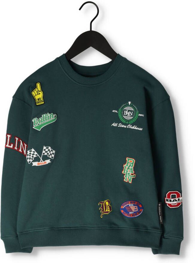 Ballin sweater met printopdruk en patches groen Printopdruk 164