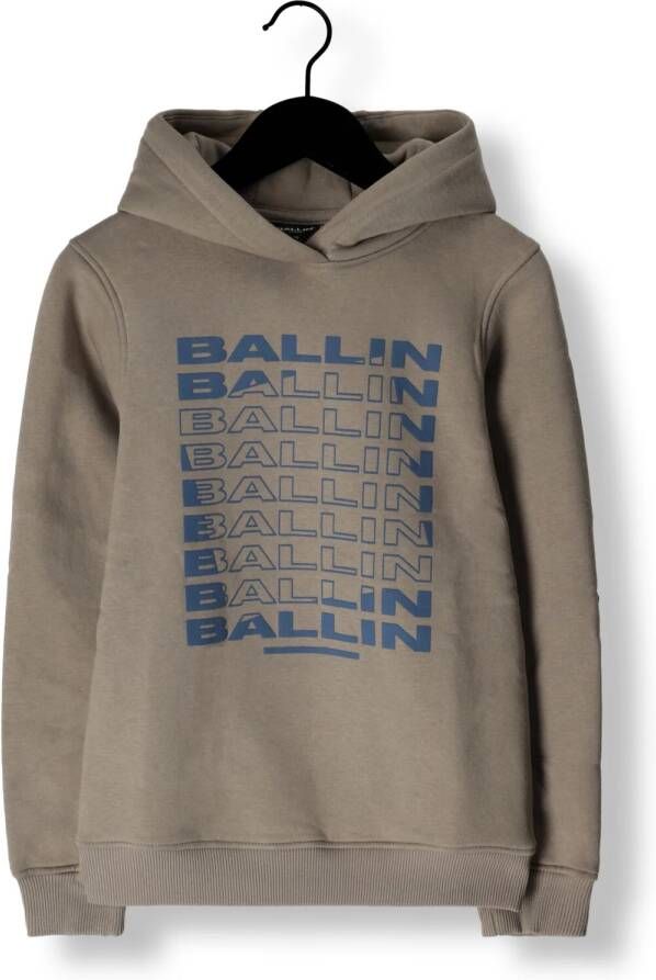 Ballin hoodie met printopdruk taupe Sweater Bruin Printopdruk 176