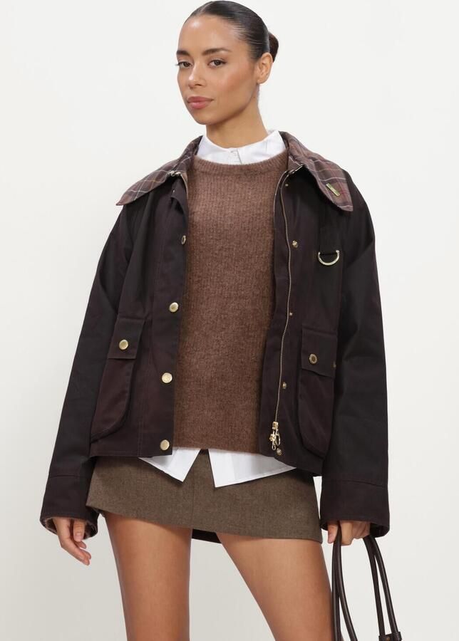 BARBOUR Dames Jassen Icons Tartan Collar Spey Wax Jacket Bruin
