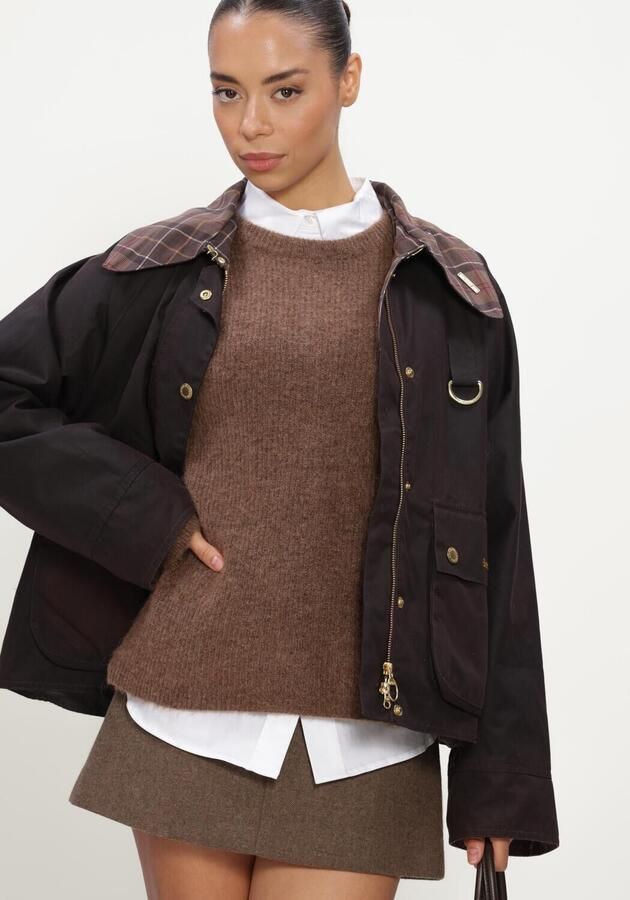BARBOUR Dames Jassen Icons Tartan Collar Spey Wax Jacket Bruin - Foto 4