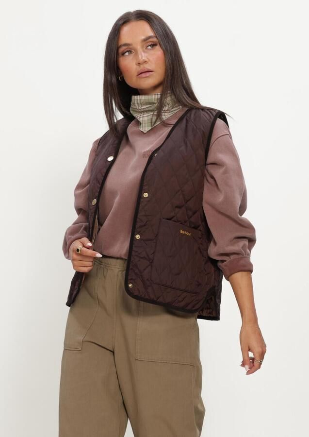 BARBOUR Dames Jassen Reimagined Icons Reversible Tartan Quilted Liner Bruin