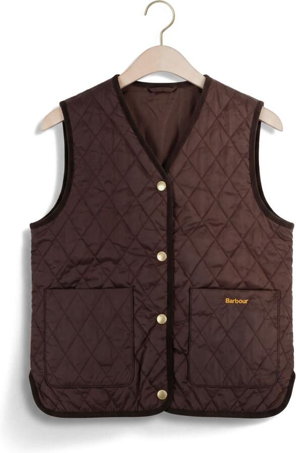 BARBOUR Dames Jassen Reimagined Icons Reversible Tartan Quilted Liner Bruin - Foto 4