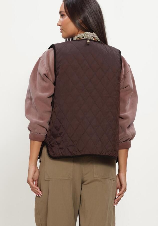 BARBOUR Dames Jassen Reimagined Icons Reversible Tartan Quilted Liner Bruin - Foto 3