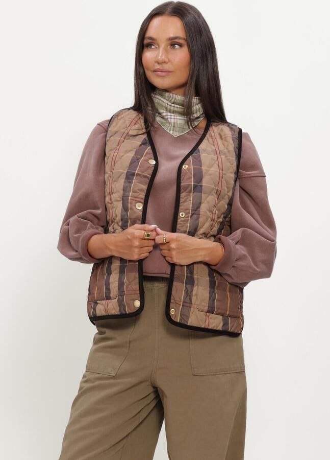 BARBOUR Dames Jassen Reimagined Icons Reversible Tartan Quilted Liner Bruin - Foto 2