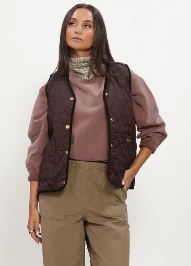 BARBOUR Dames Jassen Reimagined Icons Reversible Tartan Quilted Liner Bruin