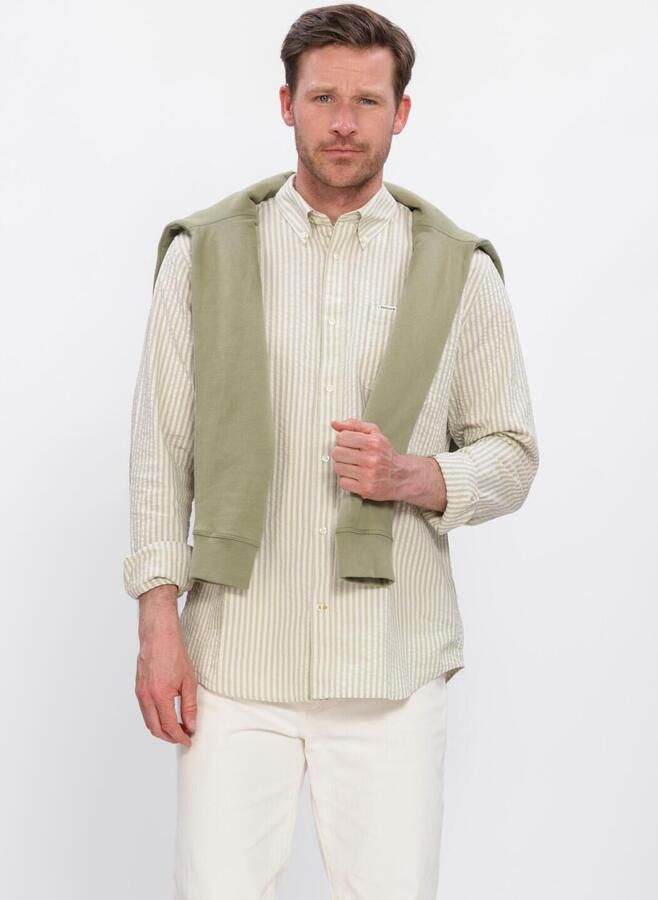 BARBOUR Heren Overhemden Cresswell Seersucker Groen