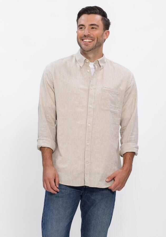 Barbour Overhemd Lange Mouw Shirt Nelson Tailored Stone Beige