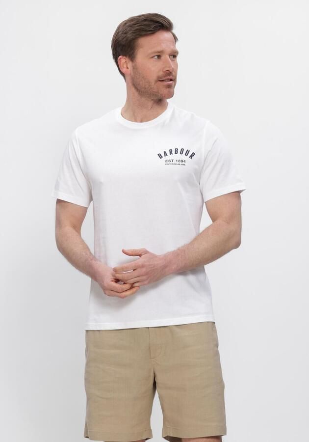 Barbour Wit T-Shirt met Logo Print voor Heren White Heren