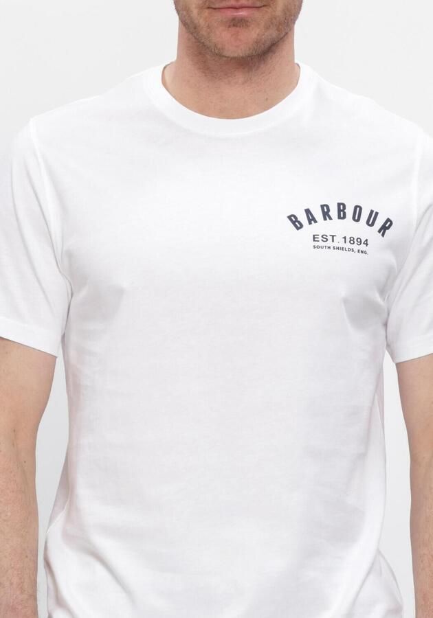 Barbour Wit T-Shirt met Logo Print voor Heren White Heren - Foto 4