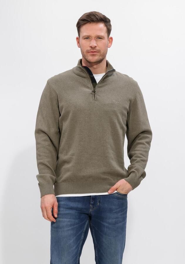 BARBOUR Heren Truien & Vesten Cotton Half Zip Knitted Jumper Khaki