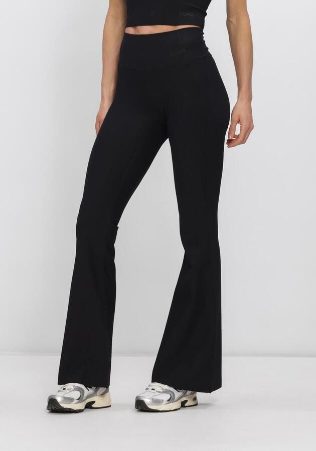 BJORN BORG Dames Broeken Studio Ribbed Flare Tights Zwart