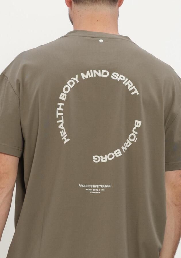 BJORN BORG Heren Polo's & T-shirts Borg Gym Oversized T-shirt Khaki - Foto 4