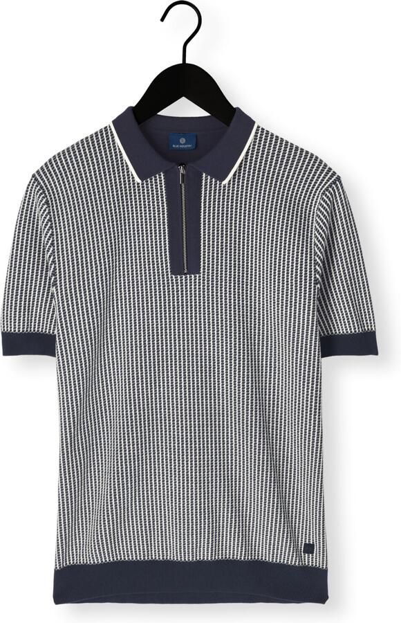 BLUE INDUSTRY Heren Polo's & T-shirts Knitted Polo Short Sleeve Donkerblauw - Foto 4