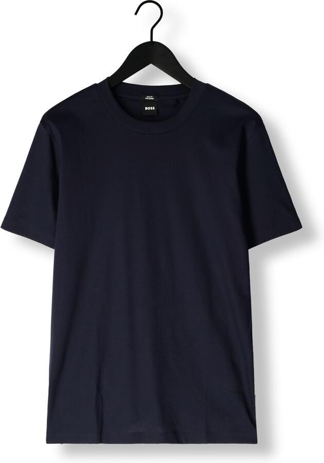 Hugo Boss Blauw Gekamd Katoenen T-shirt Ronde Hals Blue Heren