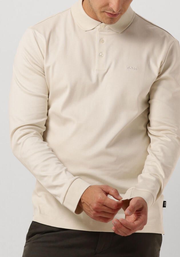 Boss Organisch Katoenen Longsleeve met Platgebreide Kraag White Heren - Foto 3