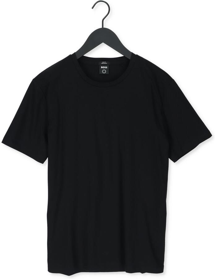 Boss Zwarte korte mouw mercerized katoenen T-shirt Black Heren