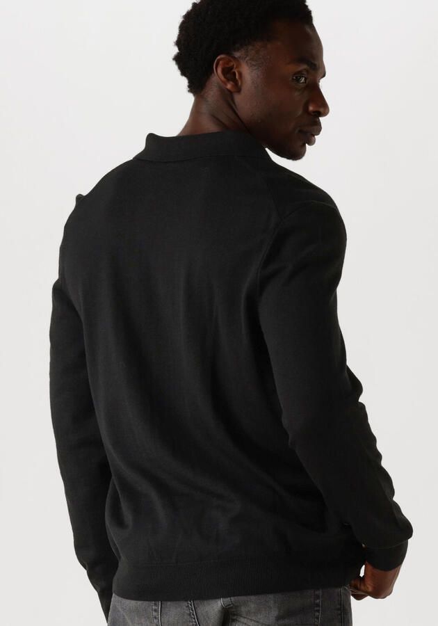 BOSS fijngebreide wollen regular fit polo Bono-L met logo black