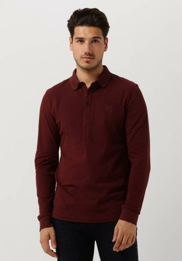 BOSS Casualwear Poloshirt met lange mouwen en labelstitching model 'PASSERBY'