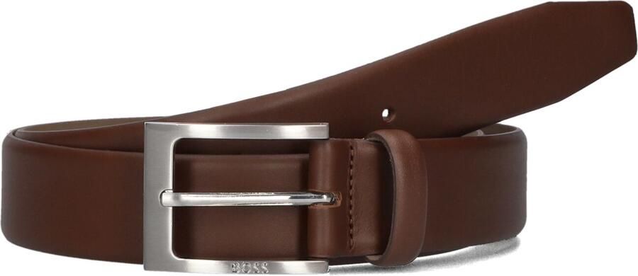 Hugo Boss Tijdloze Italiaanse Leren Riem met Logo-gegraveerde Gesp Black Heren