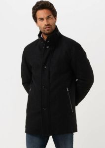 Hugo Boss winterjas grijs effen rits + knoop normale fit wol
