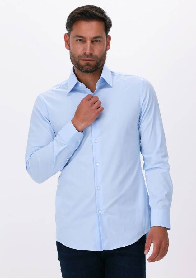 Boss Slank fit shirt gemaakt van ijzerlichtelastische katoenen popeline Blauw Heren