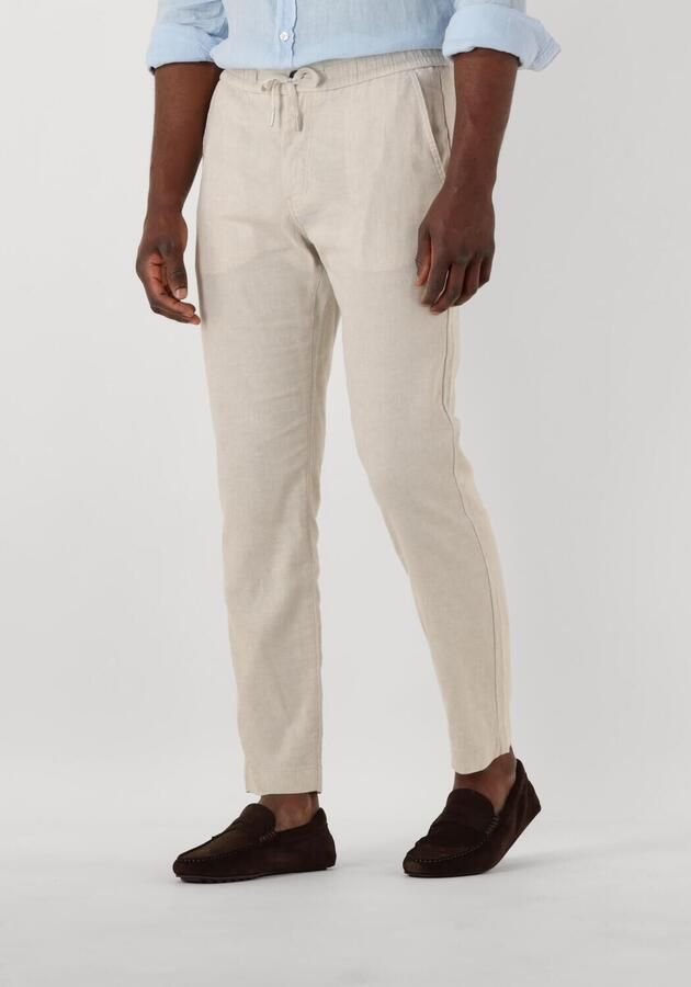 Boss Orange Straight fit linnen broek met elastische band model 'Sanderson' - Foto 4