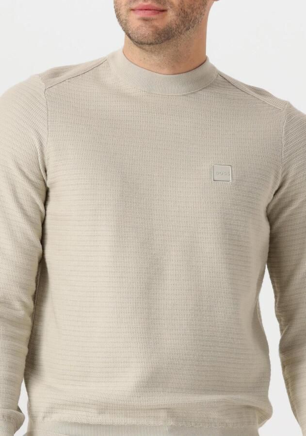 Hugo Boss Luxe Katoen-Kasjmier Crew Neck Sweater Beige Heren