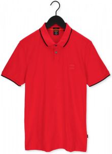 BOSS Casual polo Passertip met contrastbies bright red