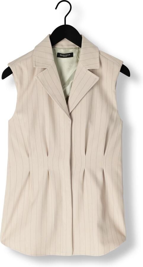 Bruuns Bazaar Gestreept Waistcoat Shirt Lichtgrijs Beige Dames - Foto 3